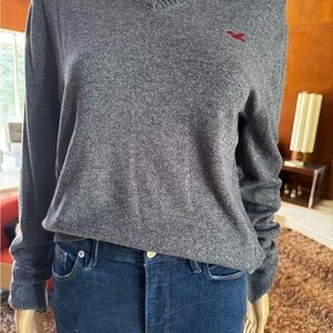 Hollister Charcoal V-Neck Preppy Sweater